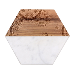 Floral Pattern, Abstract, Colorful, Flow Marble Wood Coaster (hexagon)  by nateshop