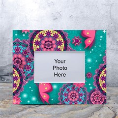 Floral Pattern, Abstract, Colorful, Flow White Tabletop Photo Frame 4 x6  by nateshop