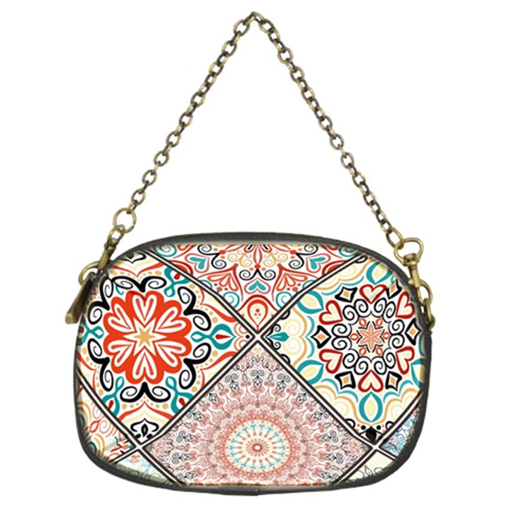 Flowers Pattern, Abstract, Art, Colorful Chain Purse (Two Sides)