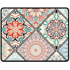 Flowers Pattern, Abstract, Art, Colorful Two Sides Fleece Blanket (medium) by nateshop