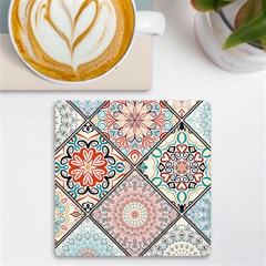 Flowers Pattern, Abstract, Art, Colorful Uv Print Square Tile Coaster  by nateshop