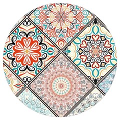 Flowers Pattern, Abstract, Art, Colorful Round Trivet