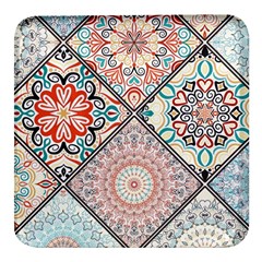 Flowers Pattern, Abstract, Art, Colorful Square Glass Fridge Magnet (4 Pack) by nateshop