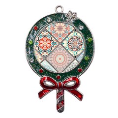 Flowers Pattern, Abstract, Art, Colorful Metal X mas Lollipop With Crystal Ornament