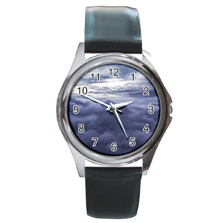 Majestic Clouds Landscape Round Metal Watch