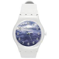 Majestic Clouds Landscape Round Plastic Sport Watch (m) by dflcprintsclothing