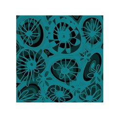 Mazipoodles Love Flowers - Just Dark Teal Square Satin Scarf (30  X 30 ) by Mazipoodles