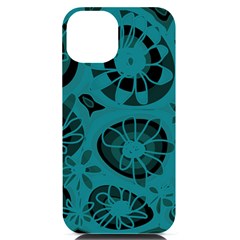 Mazipoodles Love Flowers - Just Dark Teal Iphone 14 Black Uv Print Case by Mazipoodles