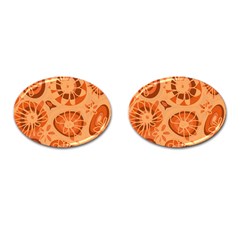 Mazipoodles Love Flowers- Just Orange Cufflinks (oval) by Mazipoodles