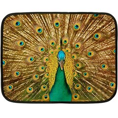 Peacock Feather Bird Peafowl Two Sides Fleece Blanket (mini) by Cemarart