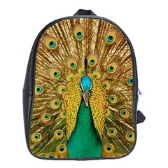 Peacock Feather Bird Peafowl School Bag (large) by Cemarart