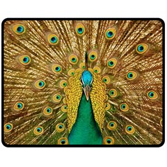 Peacock Feather Bird Peafowl Fleece Blanket (medium) by Cemarart