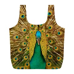 Peacock Feather Bird Peafowl Full Print Recycle Bag (l) by Cemarart