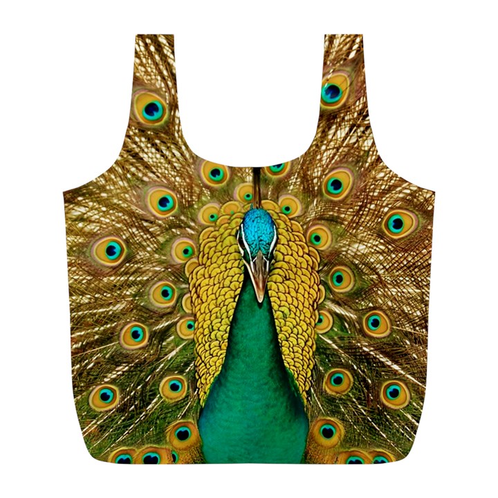 Peacock Feather Bird Peafowl Full Print Recycle Bag (L)