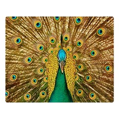 Peacock Feather Bird Peafowl Two Sides Premium Plush Fleece Blanket (large) by Cemarart