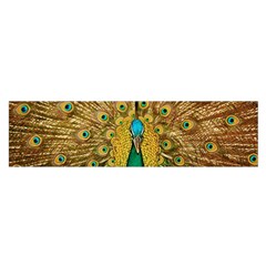 Peacock Feather Bird Peafowl Oblong Satin Scarf (16  X 60 ) by Cemarart