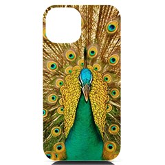 Peacock Feather Bird Peafowl Iphone 14 Black Uv Print Case by Cemarart