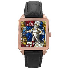 Knight Armor Rose Gold Leather Watch  by Cemarart