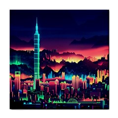 Cityscape Building Painting 3d City Illustration Tile Coaster by Bedest