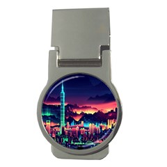 Cityscape Building Painting 3d City Illustration Money Clips (round)  by Bedest