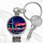 Cityscape Building Painting 3d City Illustration Nail Clippers Key Chain Front