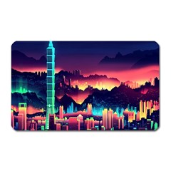 Cityscape Building Painting 3d City Illustration Magnet (rectangular) by Bedest