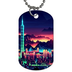 Cityscape Building Painting 3d City Illustration Dog Tag (two Sides) by Bedest