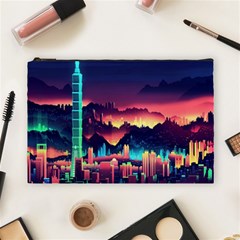 Cityscape Building Painting 3d City Illustration Cosmetic Bag (large) by Bedest