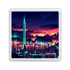 Cityscape Building Painting 3d City Illustration Memory Card Reader (square) by Bedest