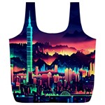 Cityscape Building Painting 3d City Illustration Full Print Recycle Bag (XL) Back