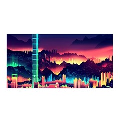 Cityscape Building Painting 3d City Illustration Satin Wrap 35  X 70  by Bedest