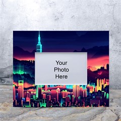 Cityscape Building Painting 3d City Illustration White Tabletop Photo Frame 4 x6  by Bedest