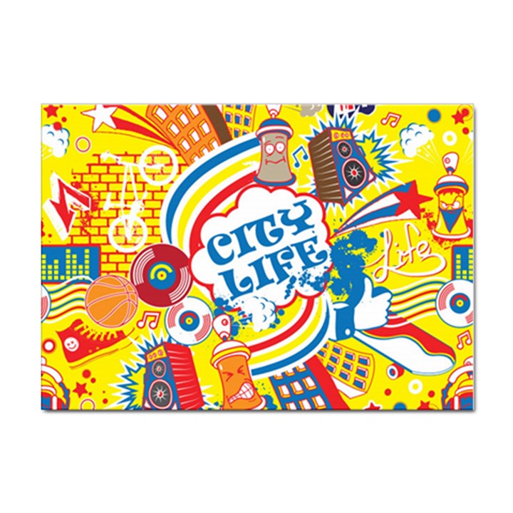 Colorful City Life Horizontal Seamless Pattern Urban City Sticker A4 (100 pack)