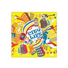 Colorful City Life Horizontal Seamless Pattern Urban City Satin Bandana Scarf 22  X 22  by Bedest