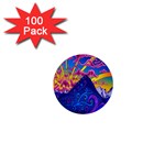 Blue And Purple Mountain Painting Psychedelic Colorful Lines 1  Mini Buttons (100 pack)  Front