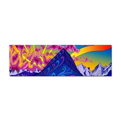 Blue And Purple Mountain Painting Psychedelic Colorful Lines Sticker (bumper) by Bedest