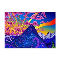 Blue And Purple Mountain Painting Psychedelic Colorful Lines Sticker A4 (10 Pack) by Bedest