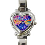 Blue And Purple Mountain Painting Psychedelic Colorful Lines Heart Italian Charm Watch Front