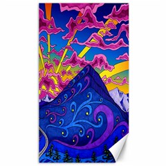 Blue And Purple Mountain Painting Psychedelic Colorful Lines Canvas 40  X 72  by Bedest