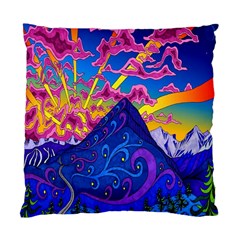 Blue And Purple Mountain Painting Psychedelic Colorful Lines Standard Cushion Case (one Side) by Bedest