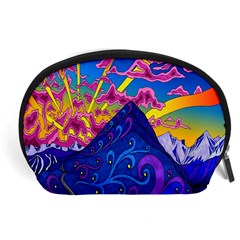 Blue And Purple Mountain Painting Psychedelic Colorful Lines Accessory Pouch (large) by Bedest