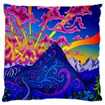 Blue And Purple Mountain Painting Psychedelic Colorful Lines Standard Premium Plush Fleece Cushion Case (One Side) Front