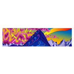 Blue And Purple Mountain Painting Psychedelic Colorful Lines Oblong Satin Scarf (16  X 60 ) by Bedest