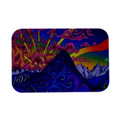 Blue And Purple Mountain Painting Psychedelic Colorful Lines Open Lid Metal Box (silver)  