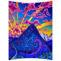 Blue And Purple Mountain Painting Psychedelic Colorful Lines Back Support Cushion by Bedest