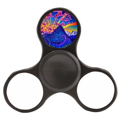 Blue And Purple Mountain Painting Psychedelic Colorful Lines Finger Spinner by Bedest