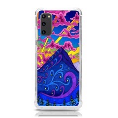 Blue And Purple Mountain Painting Psychedelic Colorful Lines Samsung Galaxy S20 6 2 Inch Tpu Uv Case by Bedest