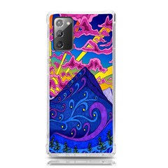 Blue And Purple Mountain Painting Psychedelic Colorful Lines Samsung Galaxy Note 20 Tpu Uv Case by Bedest