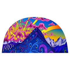 Blue And Purple Mountain Painting Psychedelic Colorful Lines Anti Scalding Pot Cap