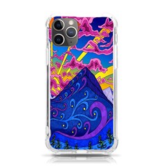 Blue And Purple Mountain Painting Psychedelic Colorful Lines Iphone 11 Pro 5 8 Inch Tpu Uv Print Case by Bedest